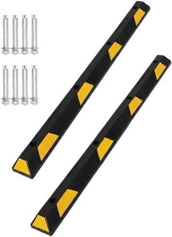 72 in Rubber Parking Curb, Heavy Duty Curb Parking Stoppers with Reflective Stripes for Garage Bumpers, 55000 LBS Capacity, 2pcs in Saudi Arabia