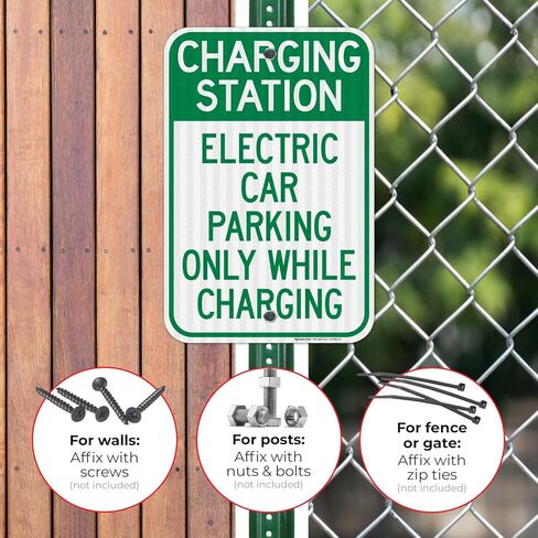 Charging Station Electric Car Parking Only While Charging Sign, 12x18 Inches, 3M EGP Reflective .063 Aluminum, Fade Resistant, Made in USA in Saudi Arabia
