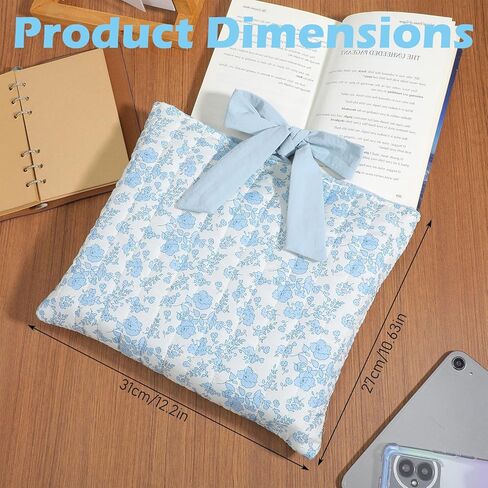 Quilted Bible Sleeve Book Cover with Bow, Padded Book Sleeve Case Protector Washable Blue Floral Pattern Bible Bag Pouch Christian Gift for Women in Saudi Arabia