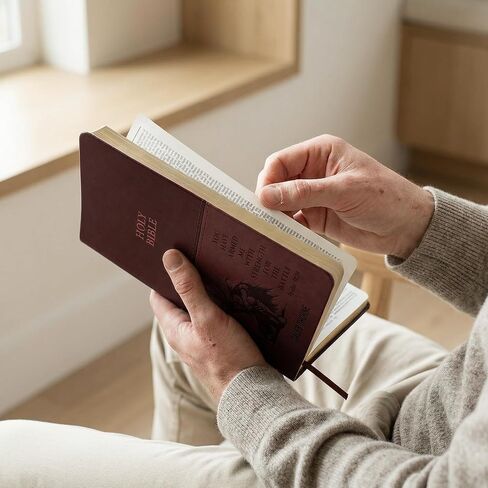 شخصية KJV الكتاب المقدس للرجال تصميم فارس منقوش، نسخة الملك جيمس رسالة حمراء، طباعة قياسية، اسم مخصص الآية الكتابية، هدية تأكيد المعمودية التخرج المسيحي، خط رفيع ذو قيمة بنية in Kuwait