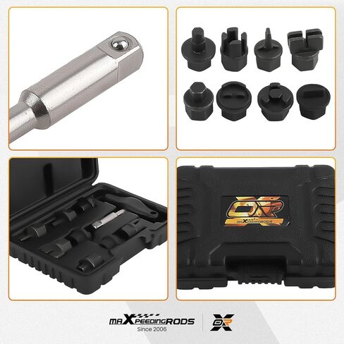 maXpeedingrods Oil Drain Plug Screw Removal Installer Wrench Assembly Tool with 3/8-inch Drive T-Handle and 8pcs Adapters, for Audi VW Ford Mercedes BMW Chrysler Lincoln Volvo Mazda GM in Saudi Arabia
