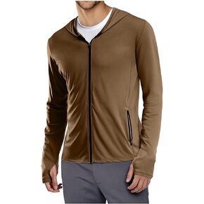جاكيت رجالي واقي من الشمس بعامل حماية من الأشعة فوق البنفسجية 50+ هوديي بسحاب كامل للحماية من الأشعة فوق البنفسجية بعامل حماية من الشمس وأكمام طويلة مع جيوب وفتحة إبهام in Kuwait