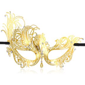 Gold Masquerade Mask For Women Venetian Metal Mask For Masquerade Party Rhinestone Mardi Gras Masks For Adult Party Evening Prom Costume Accessory in Saudi Arabia