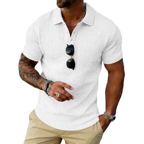 UOUA Mens Casual Polo Shirt Summer Short SleeveT-Shirt Vacation Textured Golf Top Beach Clothes in Saudi Arabia