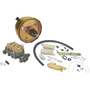 Speedway Motors قرص طبل الفرامل الداعم ومجموعة الأسطوانة الرئيسية المتوافقة مع سيارة تشيفي 1955-1957 8 بوصة غشاء مزدوج 1 بوصة تتحمل مع صمام متناسب على جدار الحماية in Kuwait
