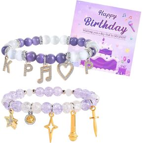KPop Bracelet Merch 2PCS Kpop Bracelets Stuff Crystal Bead Friendship Matching Bracelets Korea-Pop Demon Christmas Jewelry Birthday Gifts for Women Girlfriend Daughter Sister Fans in Kuwait