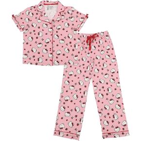 Bioworld Hello Kitty Heads with Strawberries Women's Pink Pajama Set in Saudi Arabia