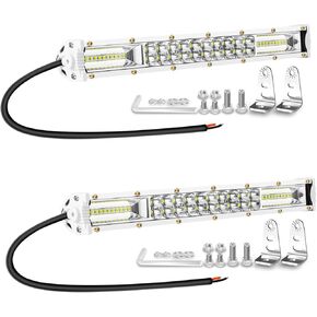 7 Inch Slim Light Bar for Boat Truck, 60W 6000lm Marine Waterproof LED Small Light Bars, 12V 24V LED Spot Flood Double Row Spotlights for ATV UTV RV RZR Trailer Fishing Driving, 1 Pack, White Housing in Kuwait