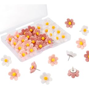 Flowers Push Pins, 30pcs Decorative Thumb Tacks with Case, Cork Board Tacks, Cute Bulletin Board Push Pins, Colorful Cute Pushpins for Photo Wall Feature Wall Map Office Home in Kuwait