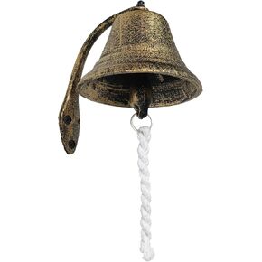 جرس عشاء مثبت على الحائط من Z metnal ريفي عتيق - جرس باب معدني معلق من الحديد الزهر مقاس 8 بوصات للشرفة والحديقة ومدخل المنزل، يشمل الحبل، طائرين صغيرين in Kuwait