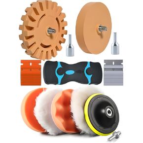 Rubber Eraser Wheel,Decal Sticker Remover Tool Kit with Drill Adapter,Vinyl Adhesive Removal Tool,Razor Blade Scraper,Polishing Pad Wool Buffing Pad in Saudi Arabia