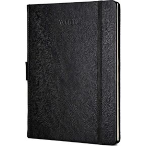 دفتر يوميات/دفتر ملاحظات بغلاف مقوى سميك من YeeATZ مع ورق ممتاز مقاس A5 120 جرامًا للمتر المربع، دفتر ملاحظات مسطر مع حامل أقلام، جلد بني، 3 أقلام تحديد شريطية، جيب داخلي، 8.4 × 5.7 بوصة in Kuwait