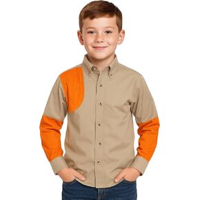 Youth Upland Hunting Shirt, Long Sleeve Blaze, Stain Resistant 52/48 Cotton Poly,Shooting Patch in Saudi Arabia