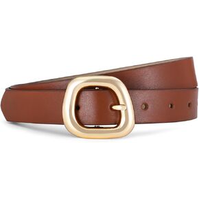 Belts for Women with Gold Buckle – Adjustable Brown Leather Belt for Jeans, Dress, Pants in Kuwait