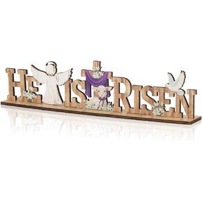 Easter Religious Decorations He Is Risen Decor Signs Easter Wooden Cross Table Sign for ustic Farmhouse Home Room Dining Birthday Spring in Saudi Arabia