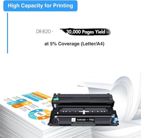 استبدال وحدة الطبل DR820 المتوافقة مع TRUE IMAGE لطابعة Brother DR820 DR-820 DR 820 لـ HL-L6200DW MFC-L5700DW MFC-L5800DW MFC-L5900DW MFC-L6700DW (أسطوانة سوداء، وليس خرطوشة حبر) in Kuwait