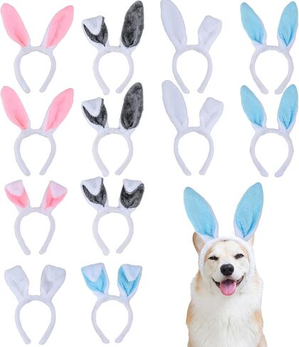 12 قطعة من عصابات الرأس على شكل أذن الأرنب من القطيفة اللطيفة على شكل أرنب على شكل أرنب عيد الفصح والهالوين in Kuwait