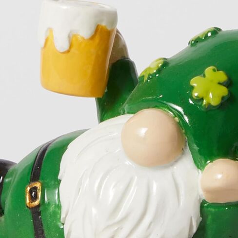 WDS WONDROUS St Patrick's Day Decorations Leprechaun Gnome Figurines 2Pcs, Lucky Pot of Gold Green Resin Small Coffee Gnomes Statue Decor for St. Patrick's Day Decor Home Party Gift in Saudi Arabia