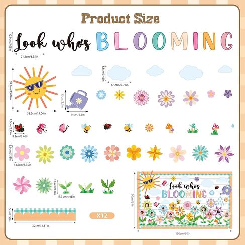 Spring Bulletin Board Decorations Set Classroom Decoration Look Who’s Blooming Spring Bloom Flower Growth Mindset Photo Posting Craft Cutout for School Offices Classroom Back to School Party Supplies in Saudi Arabia