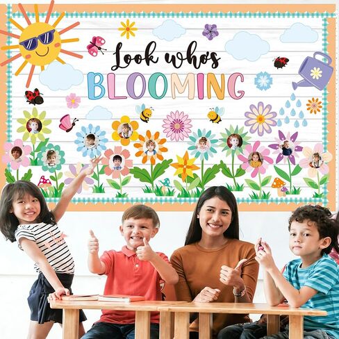 Spring Bulletin Board Decorations Set Classroom Decoration Look Who’s Blooming Spring Bloom Flower Growth Mindset Photo Posting Craft Cutout for School Offices Classroom Back to School Party Supplies in Saudi Arabia