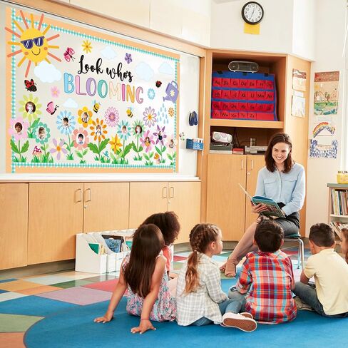 Spring Bulletin Board Decorations Set Classroom Decoration Look Who’s Blooming Spring Bloom Flower Growth Mindset Photo Posting Craft Cutout for School Offices Classroom Back to School Party Supplies in Saudi Arabia