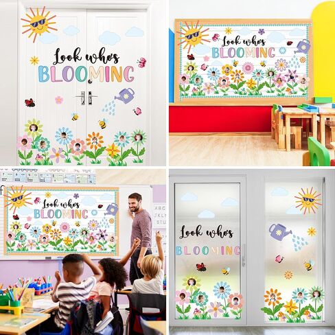 Spring Bulletin Board Decorations Set Classroom Decoration Look Who’s Blooming Spring Bloom Flower Growth Mindset Photo Posting Craft Cutout for School Offices Classroom Back to School Party Supplies in Saudi Arabia