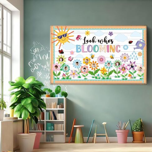 Spring Bulletin Board Decorations Set Classroom Decoration Look Who’s Blooming Spring Bloom Flower Growth Mindset Photo Posting Craft Cutout for School Offices Classroom Back to School Party Supplies in Saudi Arabia