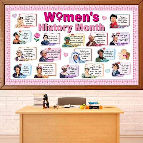 Women History Month Bulletin Board Sets Influential Women in History Classroom Decorations Famous Women's Paper Cutouts Inspirational Bulletin Board Border for School Wall Door Chalkboard Decor in Saudi Arabia