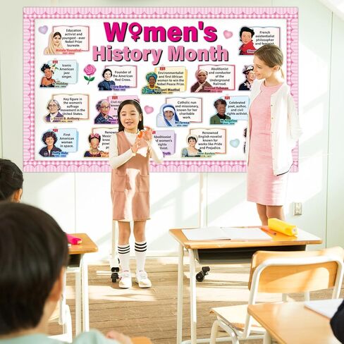 Women History Month Bulletin Board Sets Influential Women in History Classroom Decorations Famous Women's Paper Cutouts Inspirational Bulletin Board Border for School Wall Door Chalkboard Decor in Saudi Arabia