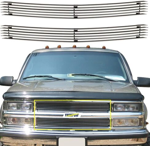 Billet Grille Polished Grille Inserts Combo Fits 1994-1999 Chevy C/K Pickup/Suburban/Tahoe in Saudi Arabia