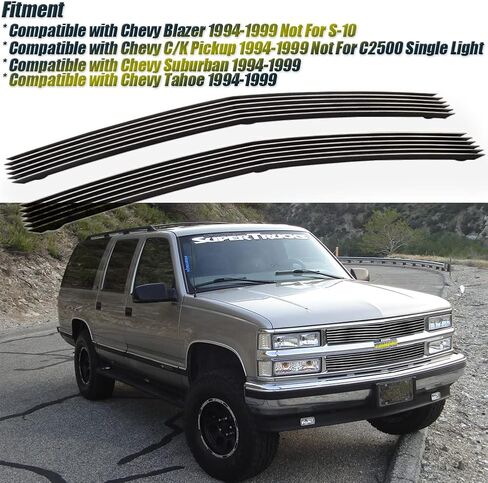 Billet Grille Polished Grille Inserts Combo Fits 1994-1999 Chevy C/K Pickup/Suburban/Tahoe in Saudi Arabia