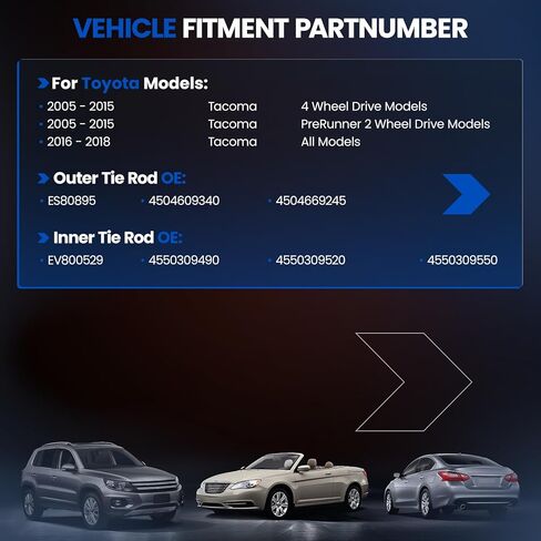 4 قطعة ES80895 EV800529 طقم أطراف قضيب ربط أمامي داخلي/خارجي متوافق مع تويوتا تاكوما 2005-2018 in Saudi Arabia
