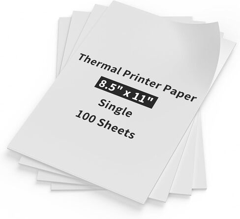 100 Sheets Thermal Paper 8.5 x 11, US Letter Size Thermal Printer Paper for Business,Home,Office,Continual Feeding Folded Printing Paper for Portable Printer M832, M834, MT800 in Saudi Arabia