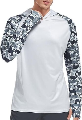 Men's Rash Guard Long Sleeves Splice UPF 50+ Swimming Hiking Running Shirts in Saudi Arabia