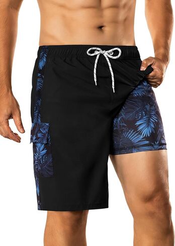 BRISIRA Mens Swim Trunks 9 Inch Long Board Shorts with Compression Liner Side&Cargo Pockets Bathing Suit Beach Quick Dry in Saudi Arabia
