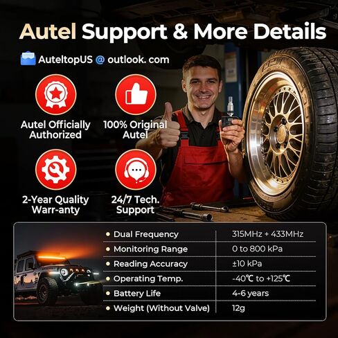 مستشعر Autel TPMS، مستشعر MX 2 في 1 (315 ميجا هرتز + 433 ميجا هرتز) لـ 99% من السيارات، برمجة لاسلكية قابلة للاستنساخ بنسبة 100%، مثل مستشعرات OE، عمر بطارية 6 سنوات (صمام معدني مضغوط، 8 قطع) in Kuwait