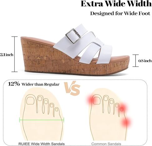 Wide Width Wedge Sandals for Women, Summer Platform Comfort Slip on Sandal Casual Outdoor Womens Sandals. in Saudi Arabia