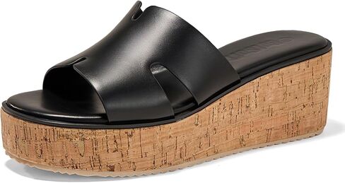 صندل نسائي مفتوح من الأمام ويدج سهل الارتداء صندل ذو نعل سميك من الفلين، حذاء صيفي مريح in Kuwait