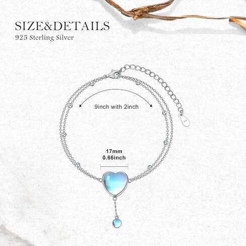LONAGO Moonstone Anklet S925 Sterling Silver Adjustable Layered Foot Ankle for Women in Saudi Arabia
