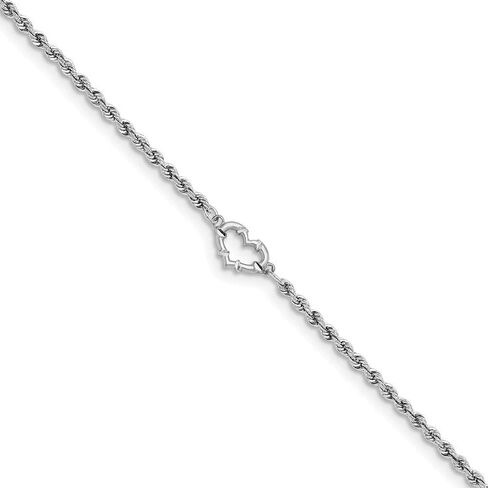 Roy Rose Jewelry 14K White Gold Rope with Heart Anklet ~ Length 10'' inches in Saudi Arabia
