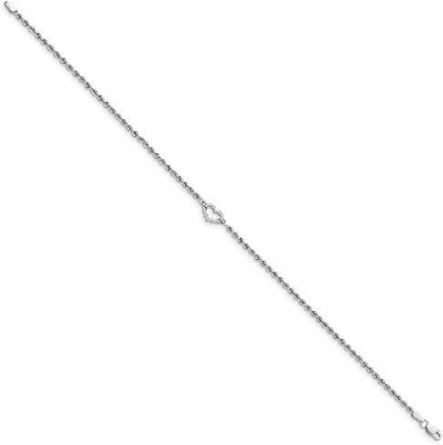 Roy Rose Jewelry 14K White Gold Rope with Heart Anklet ~ Length 10'' inches in Saudi Arabia