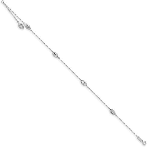 Roy Rose Jewelry 14K White Gold Puffed Rice Bead Anklet ~ Length 9'' inches in Saudi Arabia