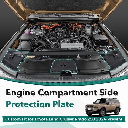 Karltys Headlight Cover Plate, Silicone Front Hood Latch Protective Pad, Engine Compartment Side Protection Plate Compatible with Toyota Land Cruiser Prado 250 LC250 2024-2025 2026(Not for 1958) in Saudi Arabia