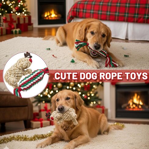 Christmas Dog Toys, Dog Squeaky Toys & Dog Rope Toys & Dog Tennis Toy Ball, Soft Plush Christmas Dog Toys & Rubber Dog Toys for Small, Medium, Large Dogs in Kuwait