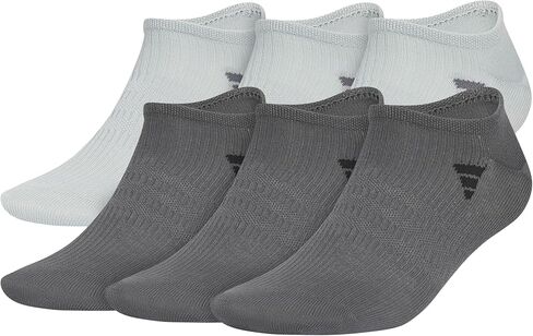 جوارب Adidas الرجالية Superlite Classic No Show ذات مقاس منخفض، ضغط القوس وبنية خفيفة الوزن قابلة للتنفس (6 أزواج)، أخضر ستراتا زيتوني/أزرق رائع/بني طباشيري، كبير in Saudi Arabia
