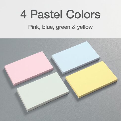 Oxford Blank Index Cards, Blank Note Cards, Flashcards for School, 4 Assorted Pastel Colors: Pink, Blue, Green and Yellow, 3 Inch x 5 Inch, 200 Cards Per Pack (1017491) in Saudi Arabia
