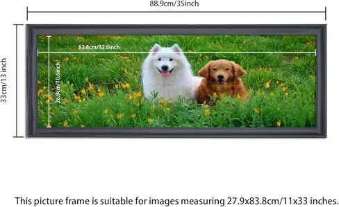 إطار صورة مقاس 11 × 33 بوصة من الخشب الصلب إطار صورة بانوراميكا مقاس 11 × 33 بوصة إطار ملصق إطار اللوحة أسود (X23B1133) in Kuwait