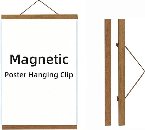 Magnetic Poster Hanger Frame for 16x24 16x22 16x20 Movie Music Posters Wall Art,Teak Wood Picture Frames for Large Canvas Diamond Map Decor, Living Room Calendar Banner Tapestry Photo Hanging Stand (Teak Wood, 16in/40cm) in Saudi Arabia