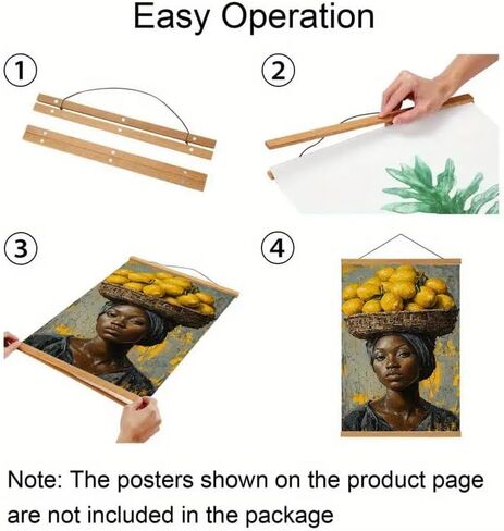 Magnetic Poster Hanger Frame for 16x24 16x22 16x20 Movie Music Posters Wall Art,Teak Wood Picture Frames for Large Canvas Diamond Map Decor, Living Room Calendar Banner Tapestry Photo Hanging Stand (Teak Wood, 16in/40cm) in Saudi Arabia