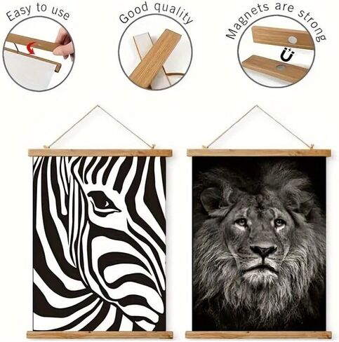 Magnetic Poster Hanger Frame for 16x24 16x22 16x20 Movie Music Posters Wall Art,Teak Wood Picture Frames for Large Canvas Diamond Map Decor, Living Room Calendar Banner Tapestry Photo Hanging Stand (Teak Wood, 16in/40cm) in Saudi Arabia